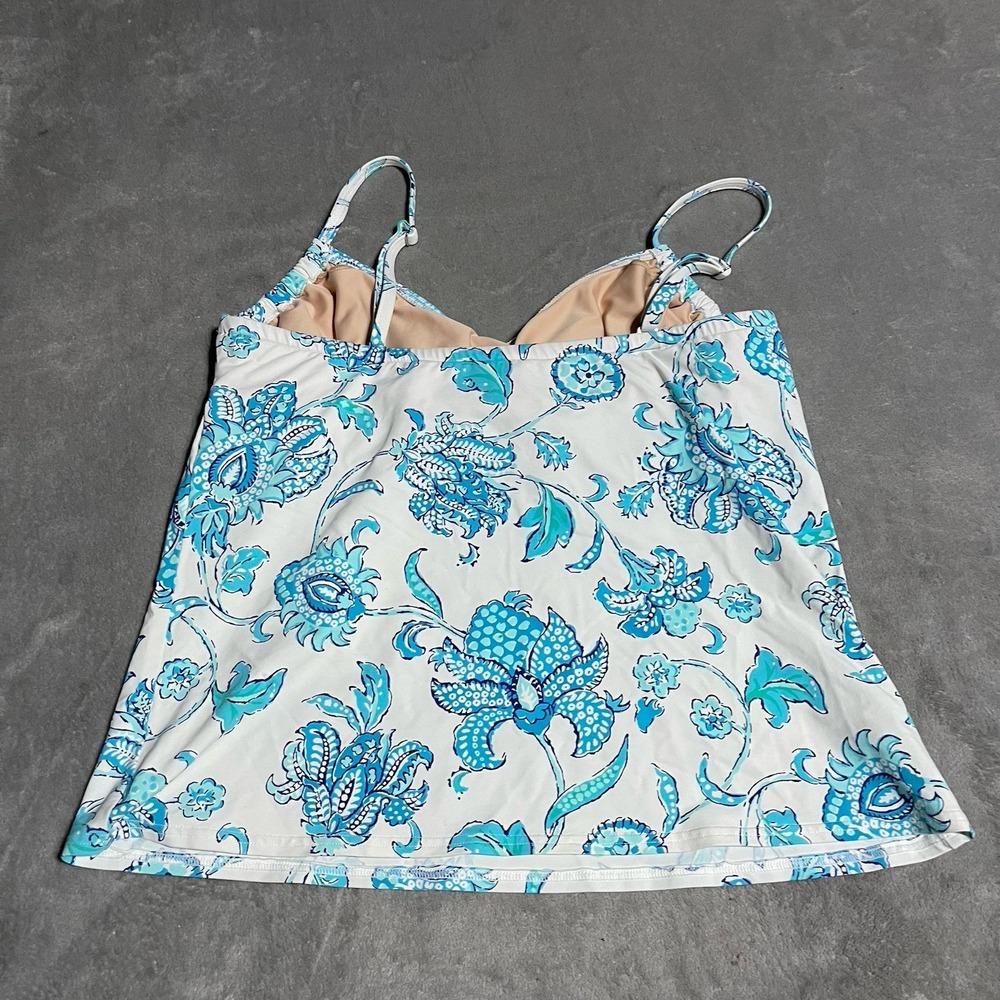 Lands End Tankini Swim Top Womens 16 Blue Floral Beach Vacation Cruise Summer - Picture 5 of 12